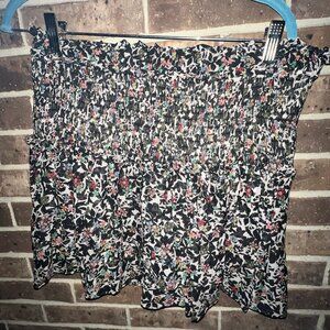 Zara Flowy skirts tiered mini black floral ruched- US Size XL